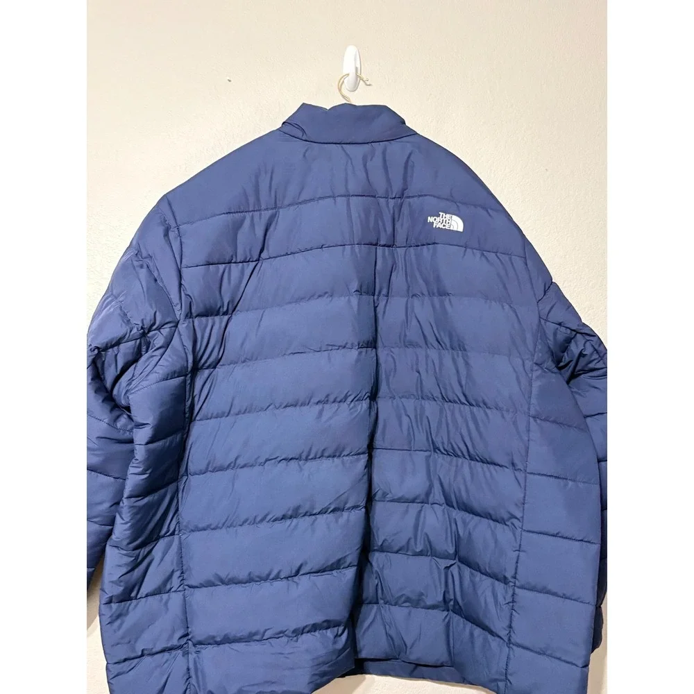 The North Face Mens 5X Blue Puffer Coat Down Insulated Zip Pockets Branded